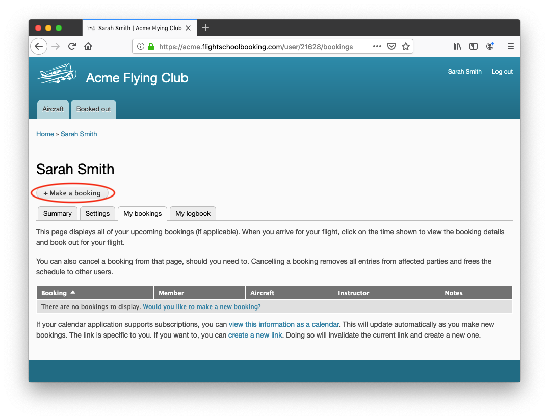 Making a booking | Flight School Booking